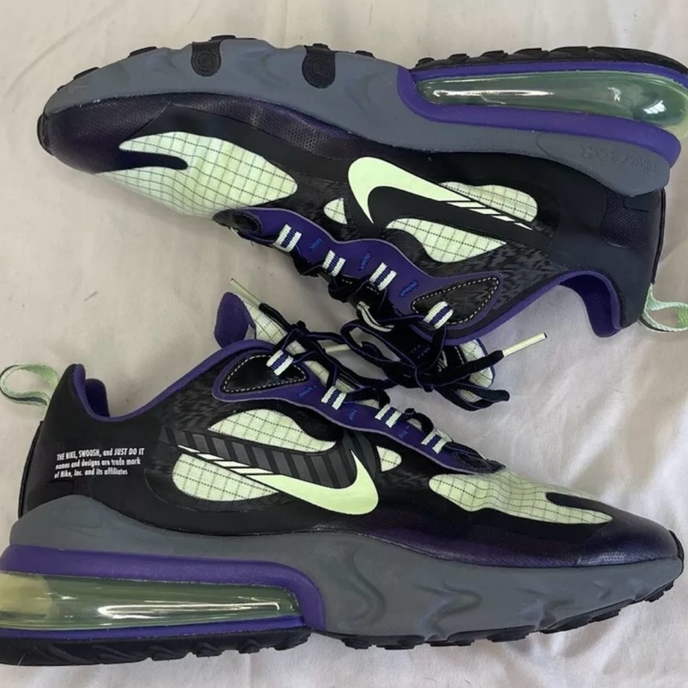 Nike Air Max 270 React Future Swoosh Mens Size 11 Black, Green & Purple NEW - Picture 5 of 16